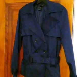 Waist length navy trench coat